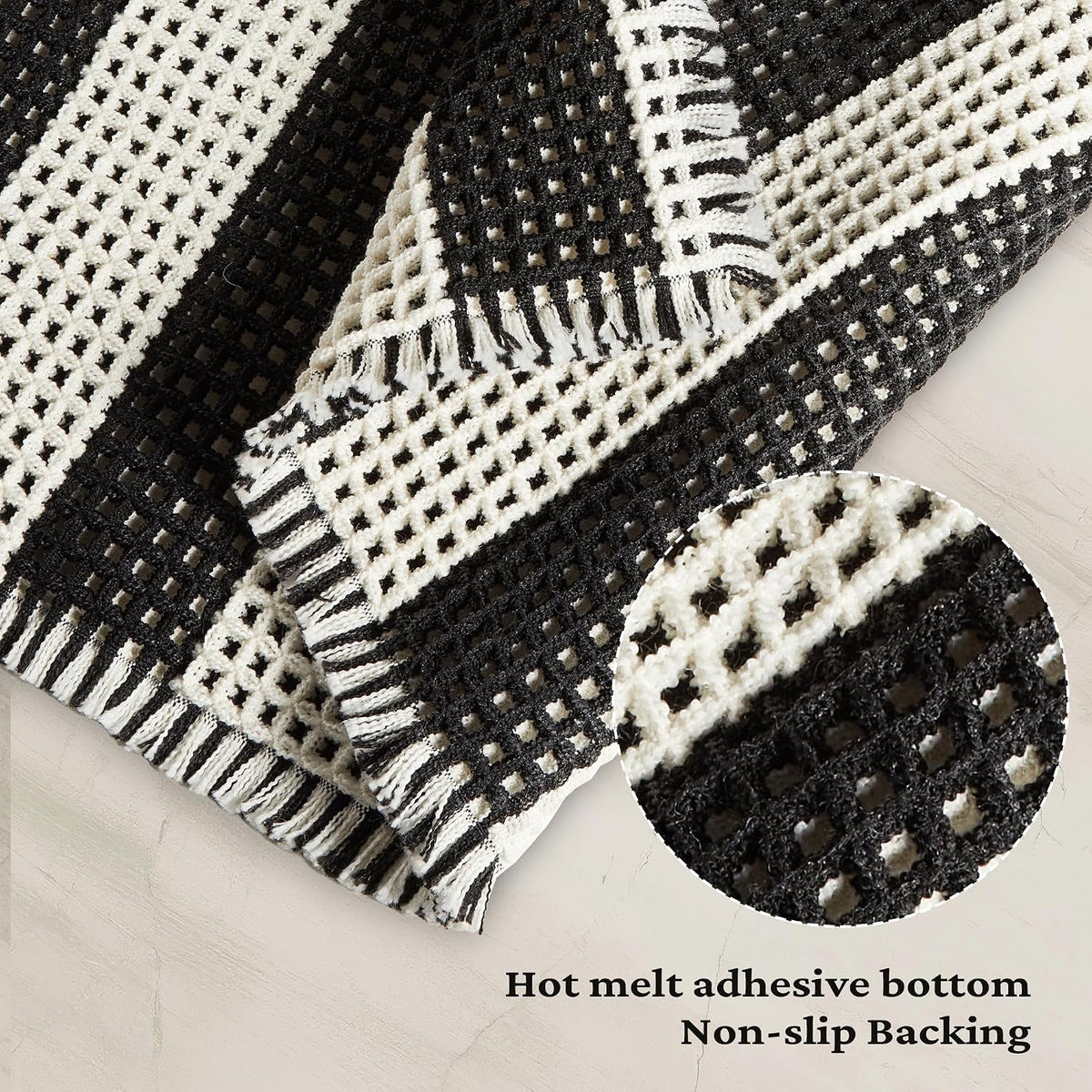 MatEssenz Waffle Bath Mat, 20x32, Black White
