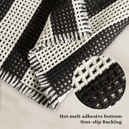 MatEssenz Waffle Bath Mat, 20x32, Black White