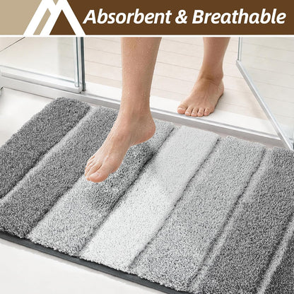 COSY HOMEER Bathroom Rugs 24x17,Ultra Soft Absorbent Bath Mat,Grey