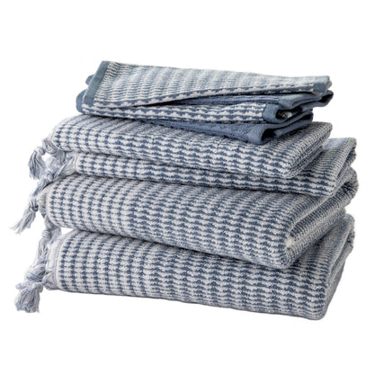 SKL Home Distressed Leaves Hand Towel Set-2pc, Turkish Cotton, Denim Blue