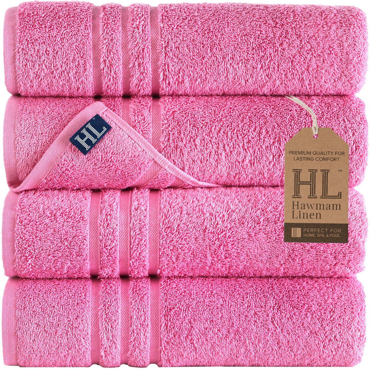 Hawmam Linen Cream 6 Piece Bath Towels Set for Bathroom Original Turkish Cotton Soft, Absorbent and Premium 2 Bath Towels, 2 Hand Towels, 2 Washcloths (Sea Salt)