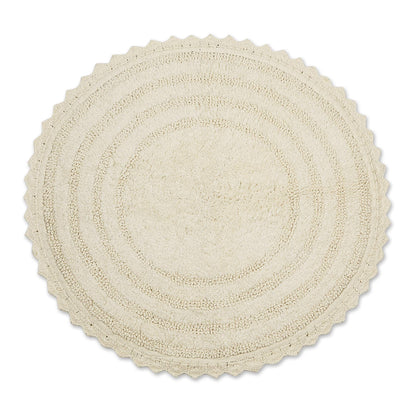DII Crochet Collection Reversible Bath Mat, Small Oval, 17x24, Dark Green