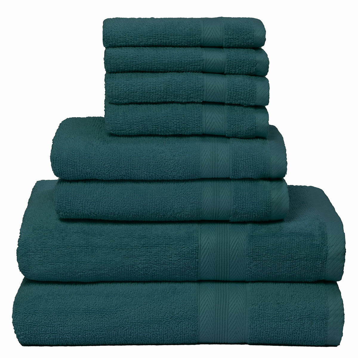 BOUTIQUO Navy Blue Towel Set - 8 Piece Bathroom Towel Set - 100% Ring Spun Cotton, 2 Bath Towel 27x54, 2 Hand Towel 16x28, 4 Washcloth 13x13 - Ultra Soft Highly Absorbent