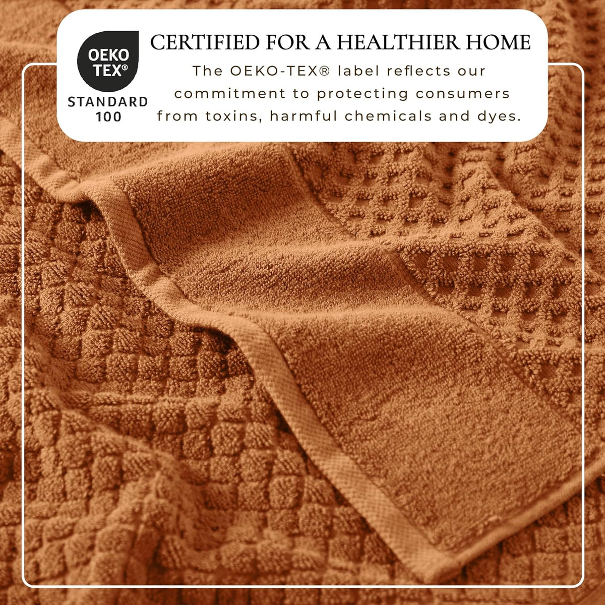 Great Bay Home Bath Towels - 100% Cotton 6 Piece Towel Set - Diamond Waffle Weave - Absorbent, Durable, Quick-Dry Towels for Bathroom (Copper)