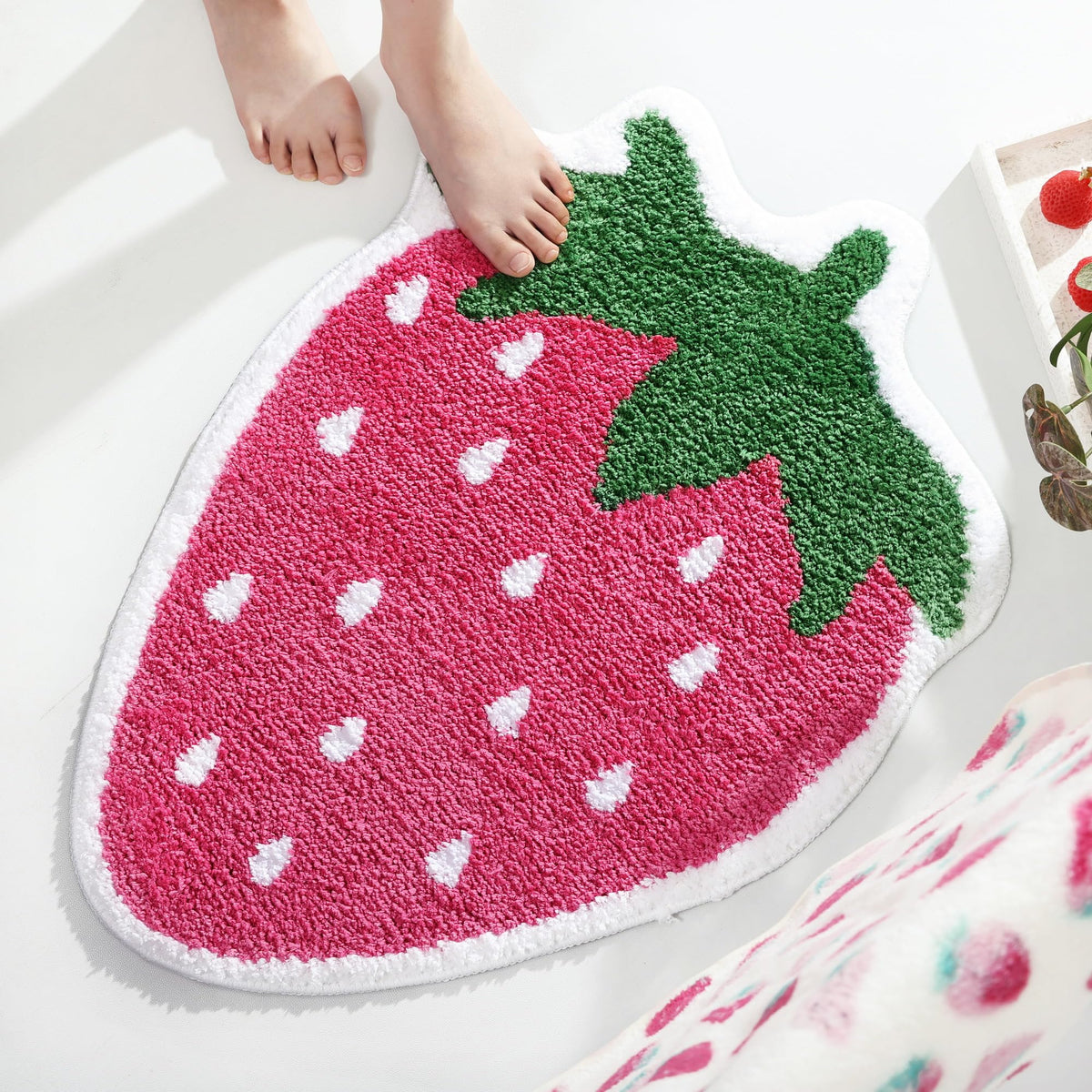 FROZZUR Bath Mat Papaya Non Slip Cute Fun for Bathroom Fruit Bath Mat Luxury Absorbent Shower Rug Washable