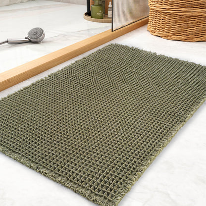 tchdio Waffle Bath Mat-Runner Rug, Super Absorbent Non Slip Bath Mats for Bathroom Machine Washable Long Rugs with Tassels, Bath Rugs for Bathroom Floor Beside Tub, 2' x 6'