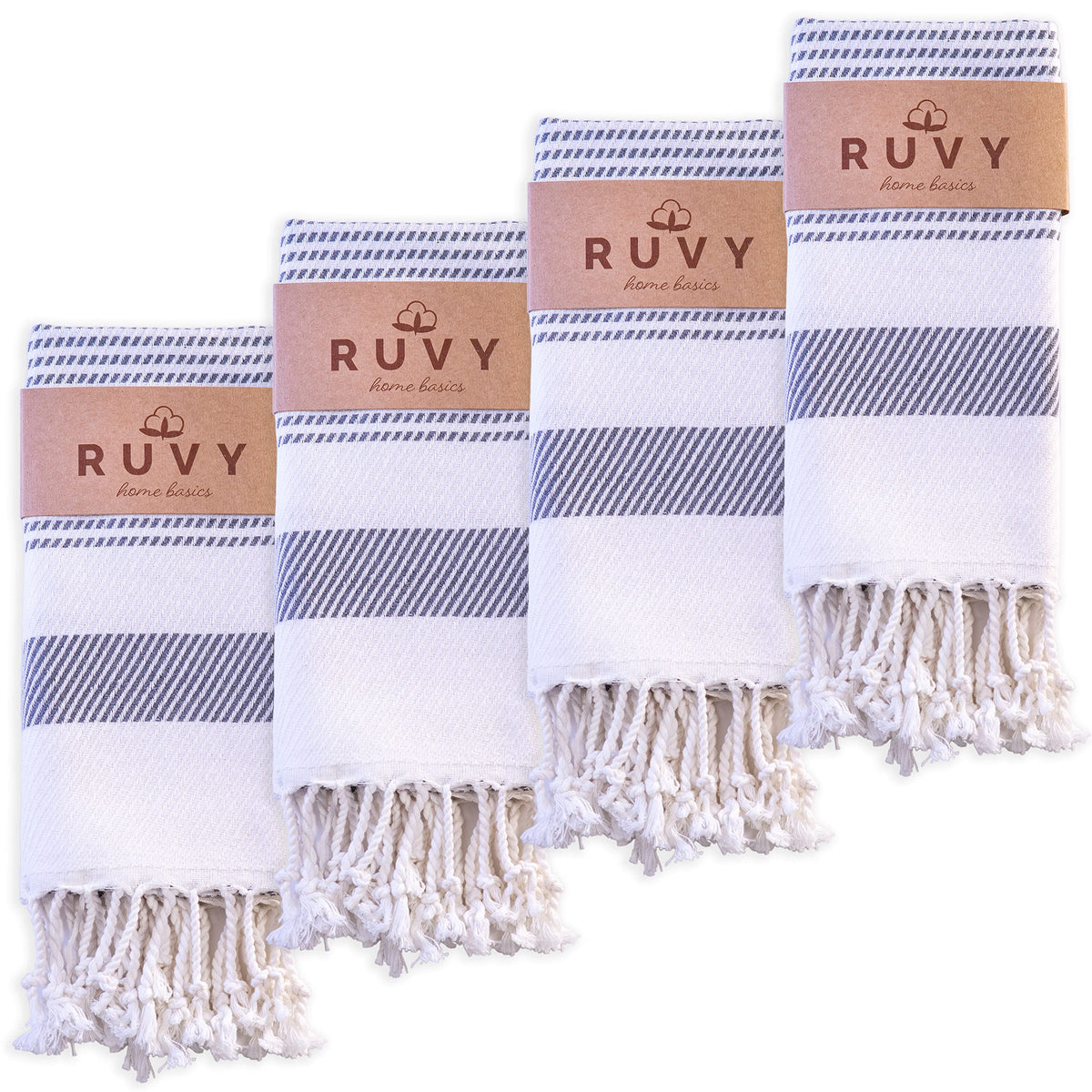 Ruvy Home Basics Turkish Hand Towels for Bathroom Set of 2 | 18"x40", Cotton | Decorative Towel for Bathroom, Kitchen, Dishcloth, Tea, Yoga, Face, Gym - Beige