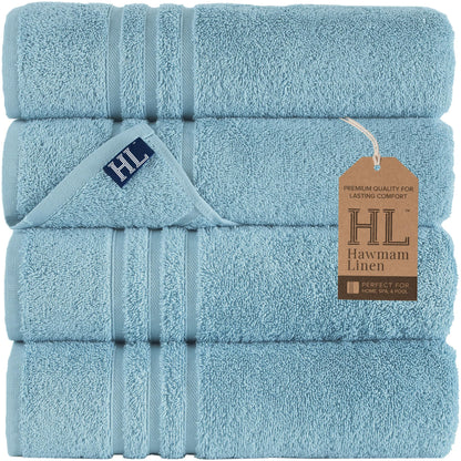 Hawmam Linen Cream 6 Piece Bath Towels Set for Bathroom Original Turkish Cotton Soft, Absorbent and Premium 2 Bath Towels, 2 Hand Towels, 2 Washcloths (Sea Salt)