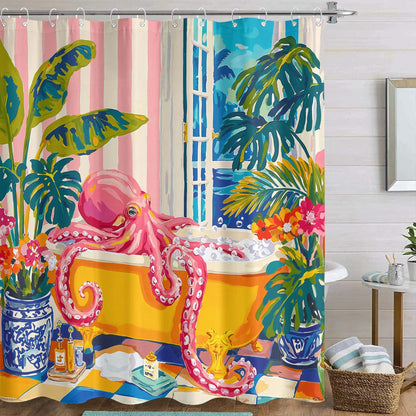 Accnicc Abstract Beach Shower Curtain Ocean Art Oil Painting Shower Curtains for Bathroom Teal Blue Coastal Seagull Waterproof Fabric Bath Curtain Decor 72 X 72 Inches