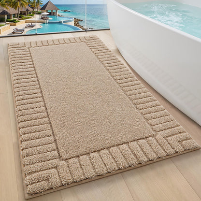 LUMI Soft Bathroom Rugs Absorbent, Non Slip Bath Mat 24x36, Beige