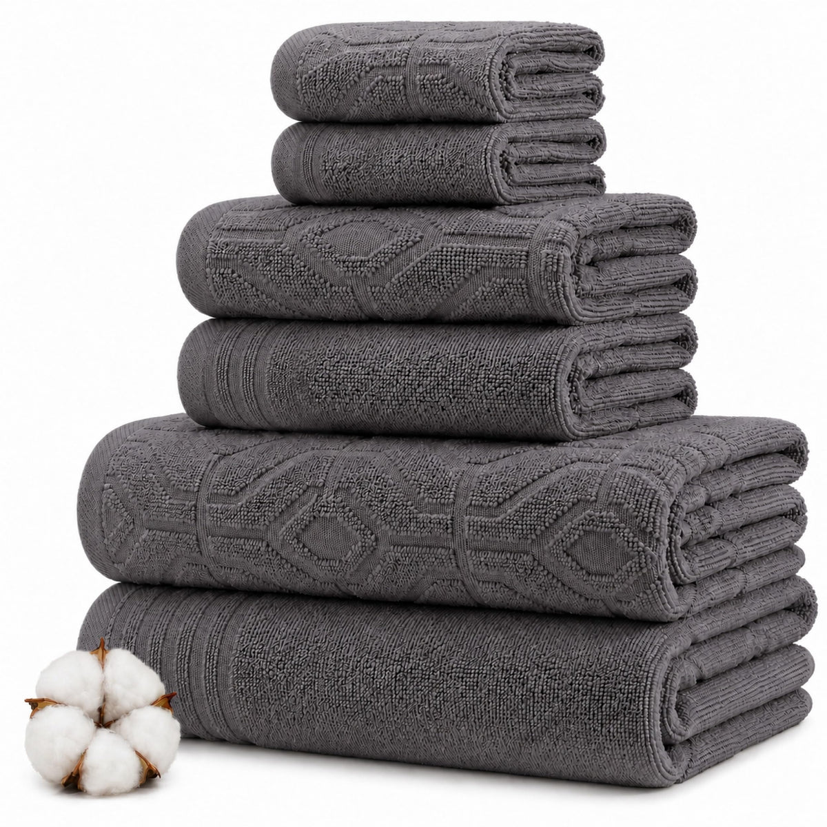Modern Threads 6 Piece Bath Towel Set – Bathroom Towel Set with 2 Bath Towels, 2 Hand Towels & 2 Washcloths – 100% Cotton, Soft & Absorbent – Waffle (Classic Taupe)