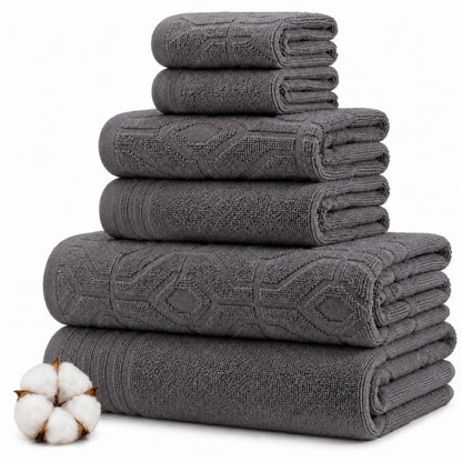 Modern Threads 6 Piece Bath Towel Set – Bathroom Towel Set with 2 Bath Towels, 2 Hand Towels & 2 Washcloths – 100% Cotton, Soft & Absorbent – Waffle (Classic Taupe)