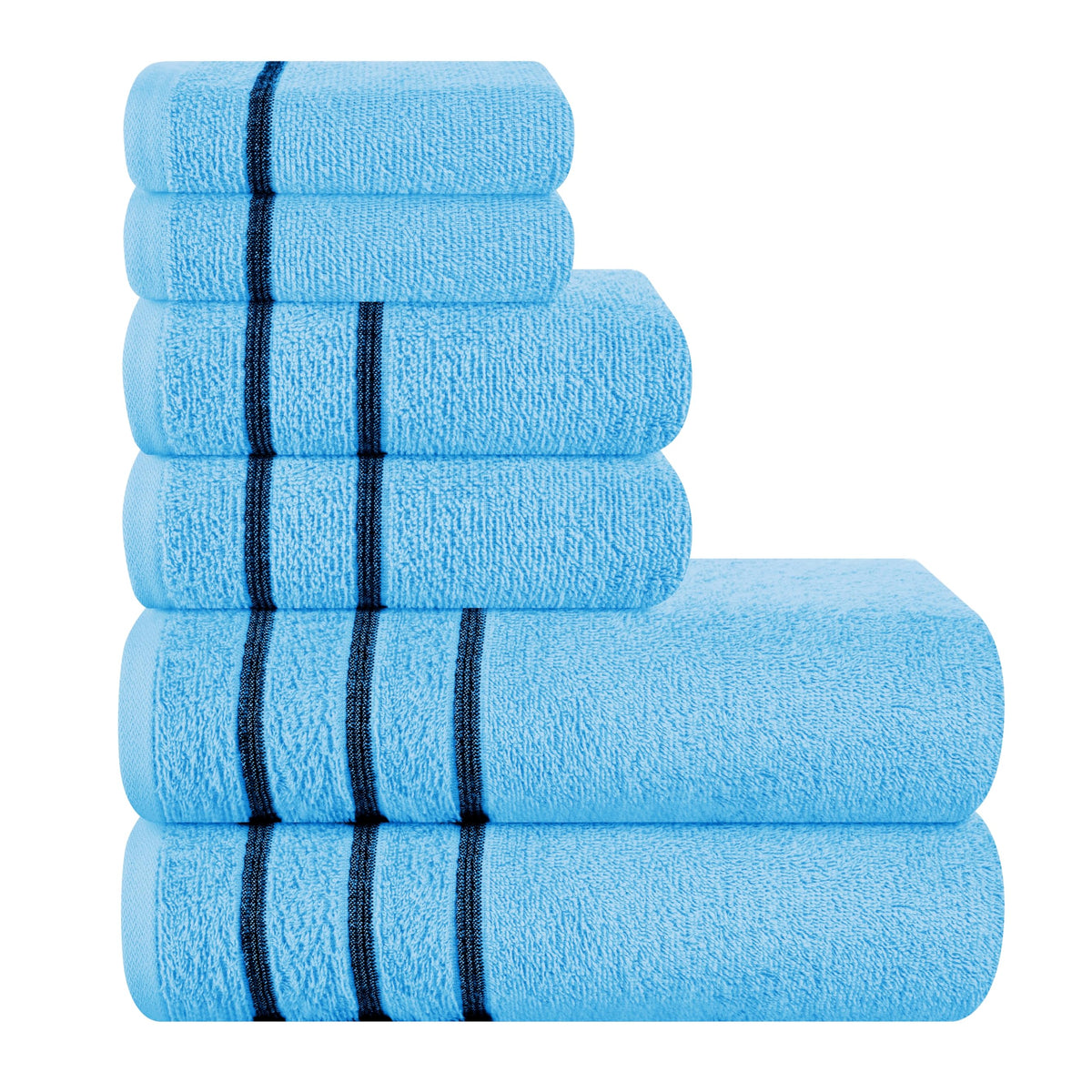 MyOwn Ultra Soft 6 Pack Cotton Towel Set, Contains 2 Bath Towels 28x55 inch, 2 Hand Towels 16x24 inch & 2 Wash Coths 12x12 inch, Ideal Everyday use, Compact & Lightweight - Pink, 71662