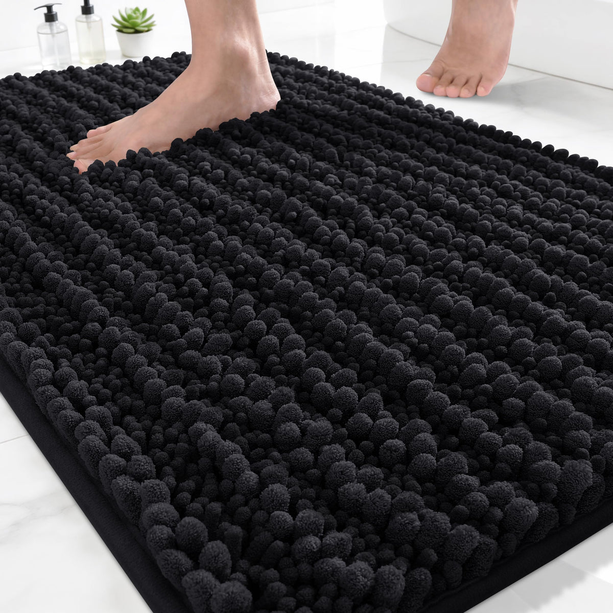 Yimobra Bathroom Rugs Non Slip Washable 32x20 Inch - Ultra Soft Absorbent Chenille Bath Mat, Quick Dry Shaggy Floor Carpet for Tub Shower, Gray Home Decor Accessories