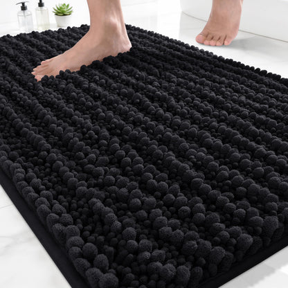 Yimobra Bathroom Rugs Non Slip Washable 32x20 Inch - Ultra Soft Absorbent Chenille Bath Mat, Quick Dry Shaggy Floor Carpet for Tub Shower, Gray Home Decor Accessories