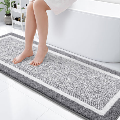 OLANLY Small Bathroom Rugs 24x16, Soft Absorbent Microfiber Bath Rugs, Grey