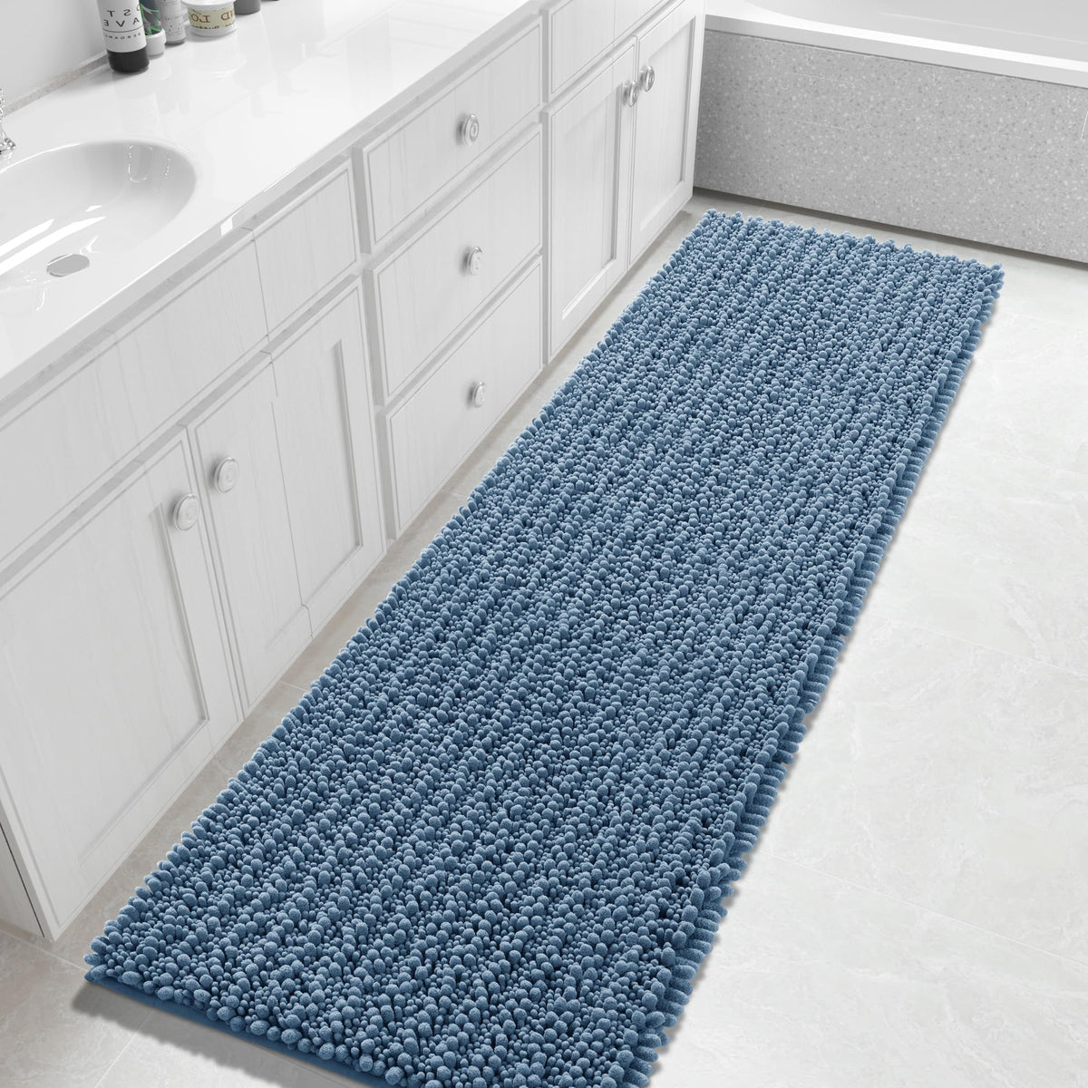 Yimobra Bathroom Rugs Non Slip Washable 32x20 Inch - Ultra Soft Absorbent Chenille Bath Mat, Quick Dry Shaggy Floor Carpet for Tub Shower, Gray Home Decor Accessories