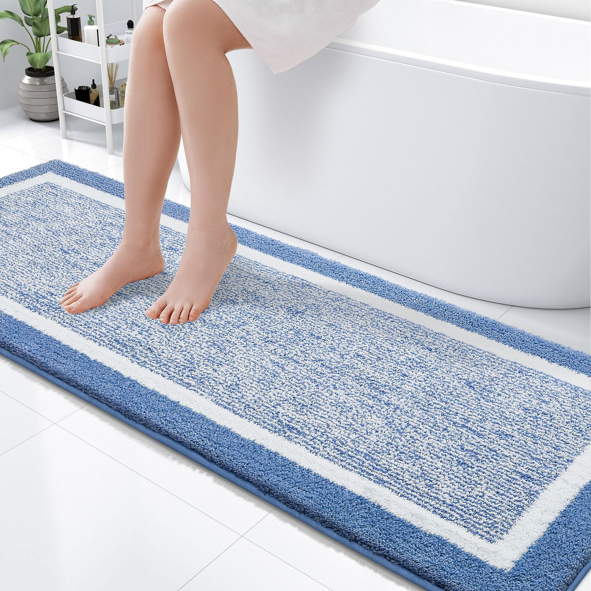 OLANLY Small Bathroom Rugs 24x16, Soft Absorbent Microfiber Bath Rugs, Grey