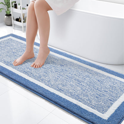 OLANLY Small Bathroom Rugs 24x16, Soft Absorbent Microfiber Bath Rugs, Grey