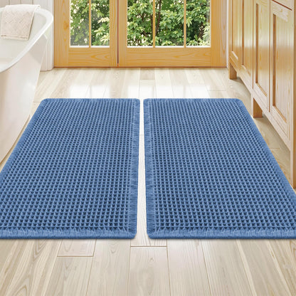Smiry Waffle Bathroom Rugs Sets 2 Piece (30x20+24x16, Brown)