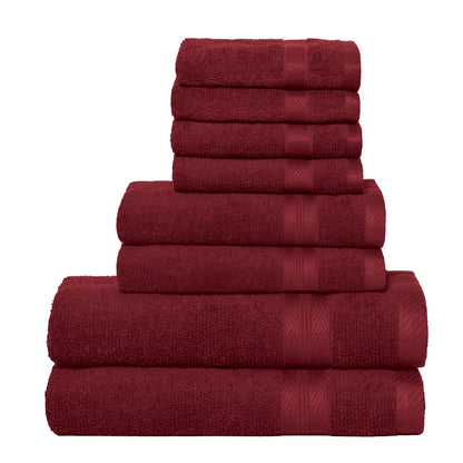 BOUTIQUO Navy Blue Towel Set - 8 Piece Bathroom Towel Set - 100% Ring Spun Cotton, 2 Bath Towel 27x54, 2 Hand Towel 16x28, 4 Washcloth 13x13 - Ultra Soft Highly Absorbent