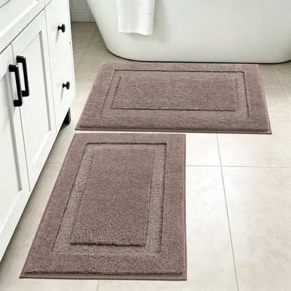 SHACOS Soft Microfiber Bathroom Rugs Set of 2 Pieces, White