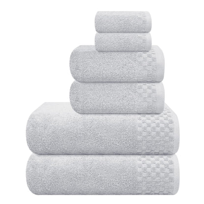 MyOwn Premium Cotton 6 Pack Towel Set for Bathroom, Contains 2 Bath Towels 28x55 inch, 2 Hand Towels 16x24 inch & 2 Wash Coths 12x12 inch, Ideal Everyday use, Compact & Lightweight - Black