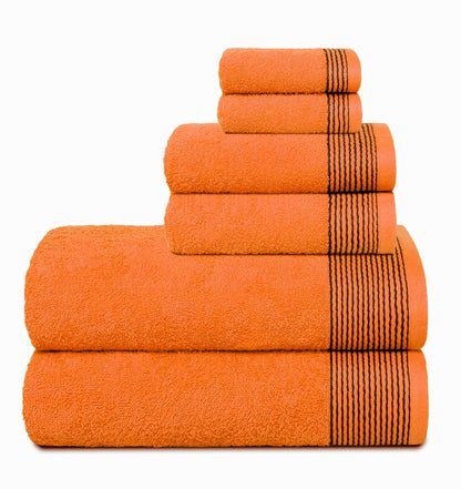 Belizzi Home 100% Cotton Ultra Soft 6 Pack Towel Set, Contains 2 Bath Towels 28x55 inchs, 2 Hand Towels 16x24 inchs & 2 Washcloths 12x12 inchs, Compact Lightweight & Highly Absorbant - Black