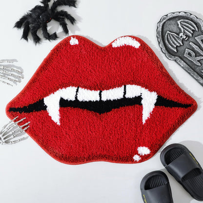TRUEDAYS Halloween Ghost Bathroom Rug, Cute Tufted Bath Mat, Grey