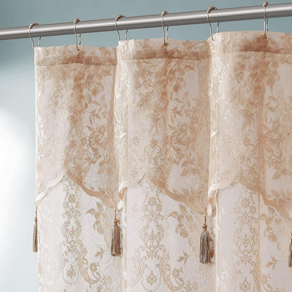 Warm Home Designs Golden Lace Shower Curtain with Valance. LAU Linen 72