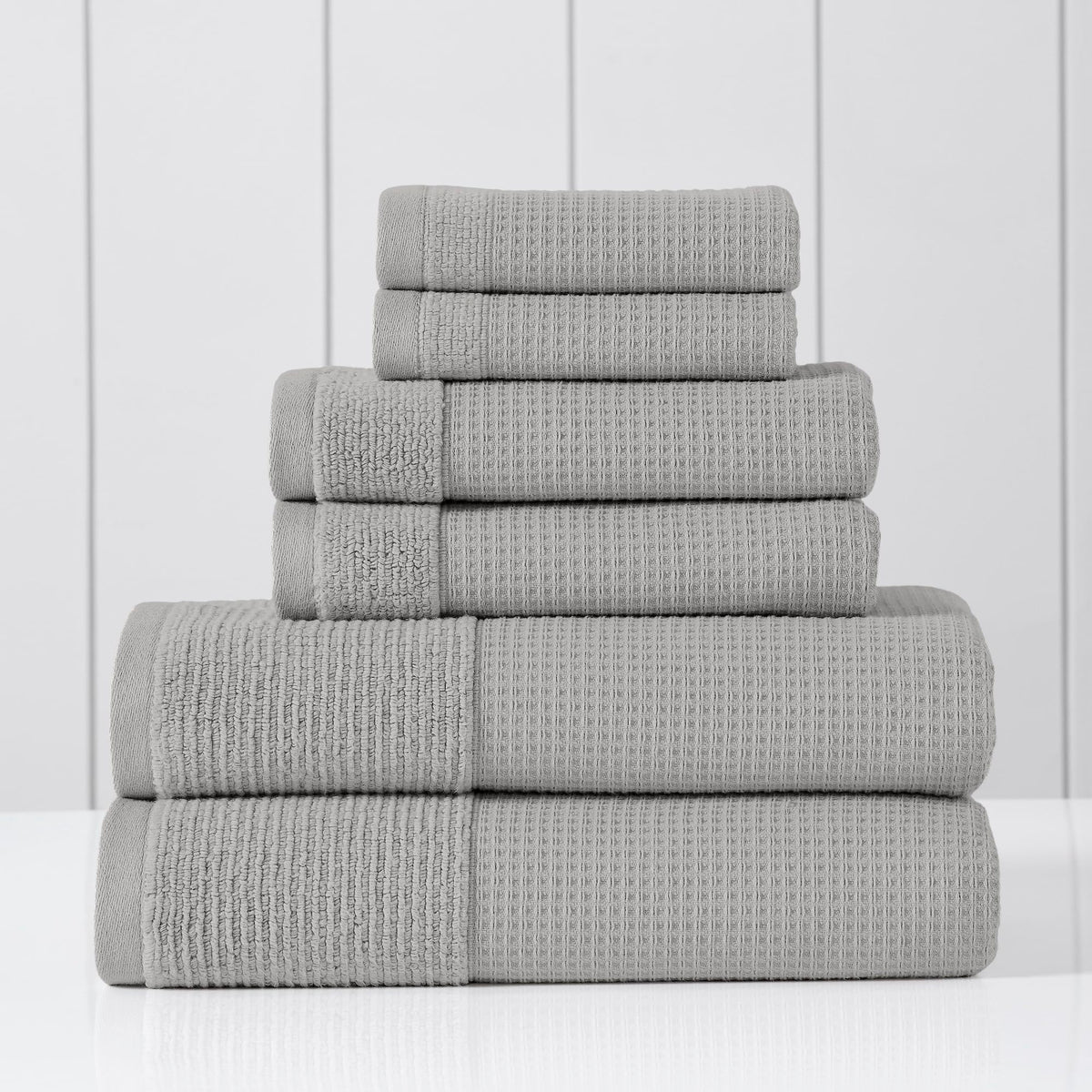 Modern Threads Waffle-Rib 6-Piece Towel Set – Premium Cotton Bath Towels, Ultra-Absorbent & Soft, Elegant Waffle Texture for Bathroom & Spa, Taupe