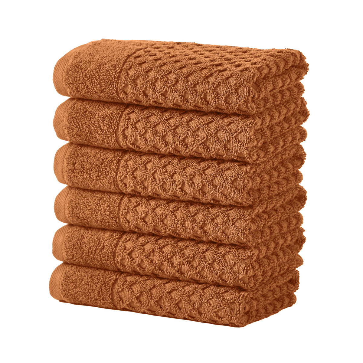 Great Bay Home Bath Towels - 100% Cotton 6 Piece Towel Set - Diamond Waffle Weave - Absorbent, Durable, Quick-Dry Towels for Bathroom (Copper)