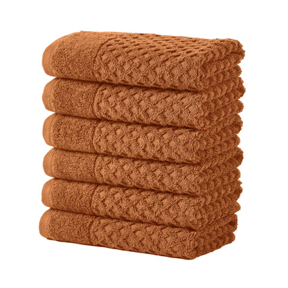 Great Bay Home Bath Towels - 100% Cotton 6 Piece Towel Set - Diamond Waffle Weave - Absorbent, Durable, Quick-Dry Towels for Bathroom (Copper)