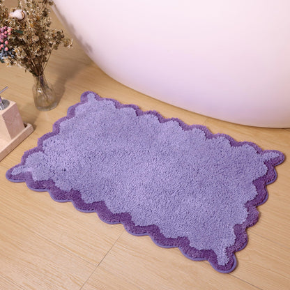 ORTIGIA Cute Green Scalloped Bath Mat, Fun Plush Microfiber Scallop Bathroom Rugs Non Slip Washable Quick Dry Absorbent, Bathmat Bath Rug Carpet for Shower Stall Vanities Kitchen Floor Entrance, 20x32