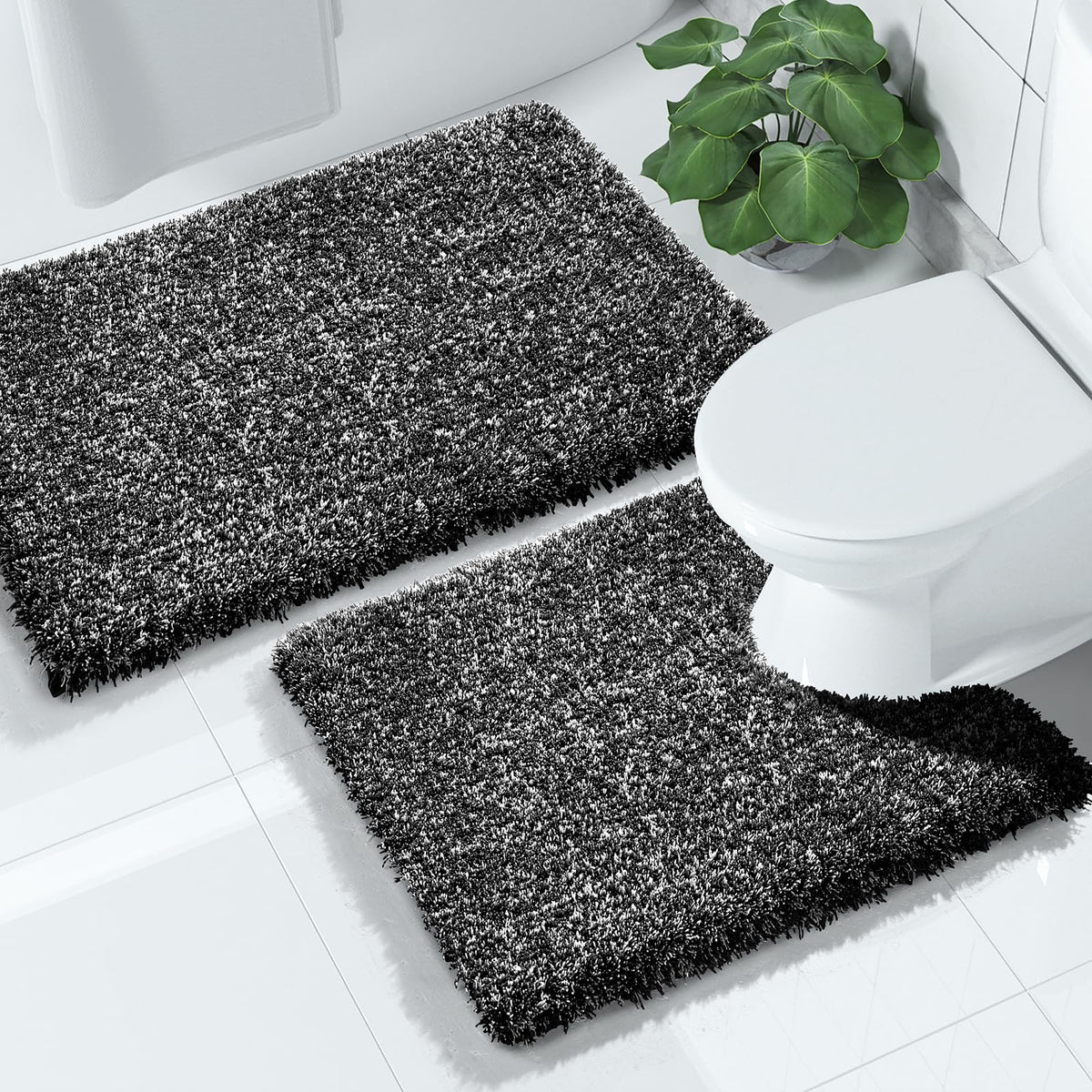 Yimobra Bathroom Rugs Sets 2 Piece, 32x20+24x17, Light Green and White