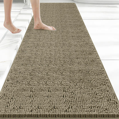 Bcoimo Small Bath Rug Mat,24x17 Chenille High Absorbent Latte Bathroom Mats