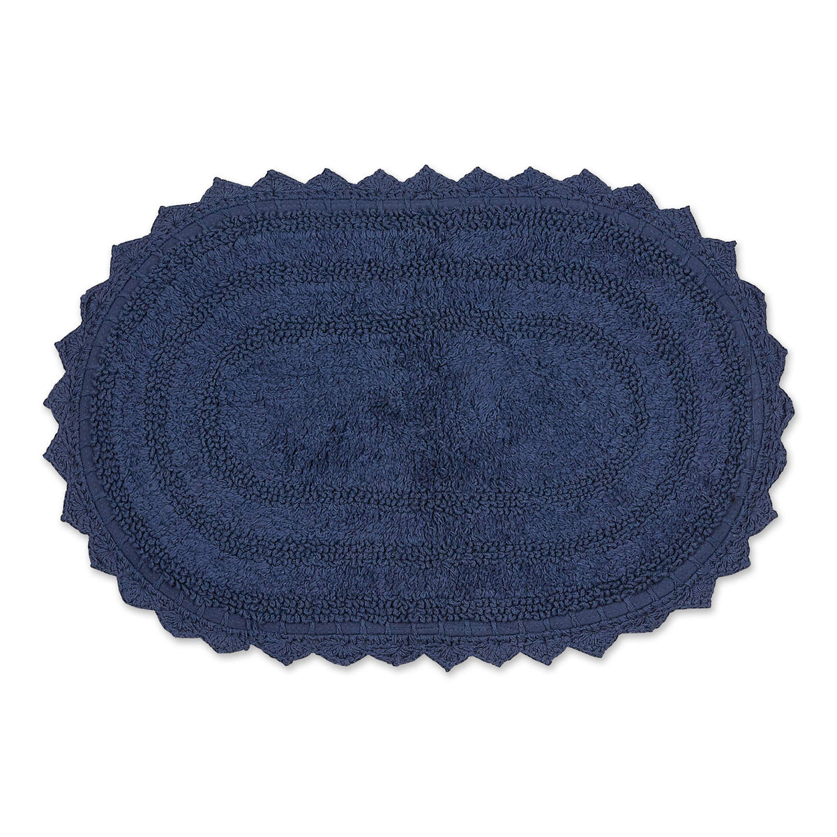 DII Crochet Collection Reversible Bath Mat, Small Oval, 17x24, Dark Green