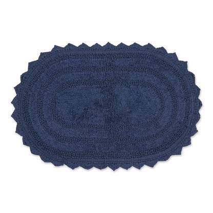 DII Crochet Collection Reversible Bath Mat, Small Oval, 17x24, Dark Green