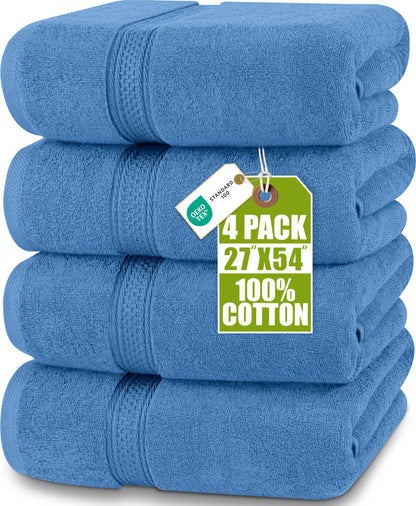 Utopia Towels 4 Pack Premium Bath Towels, 27x54 in, 600 GSM Cotton Grey