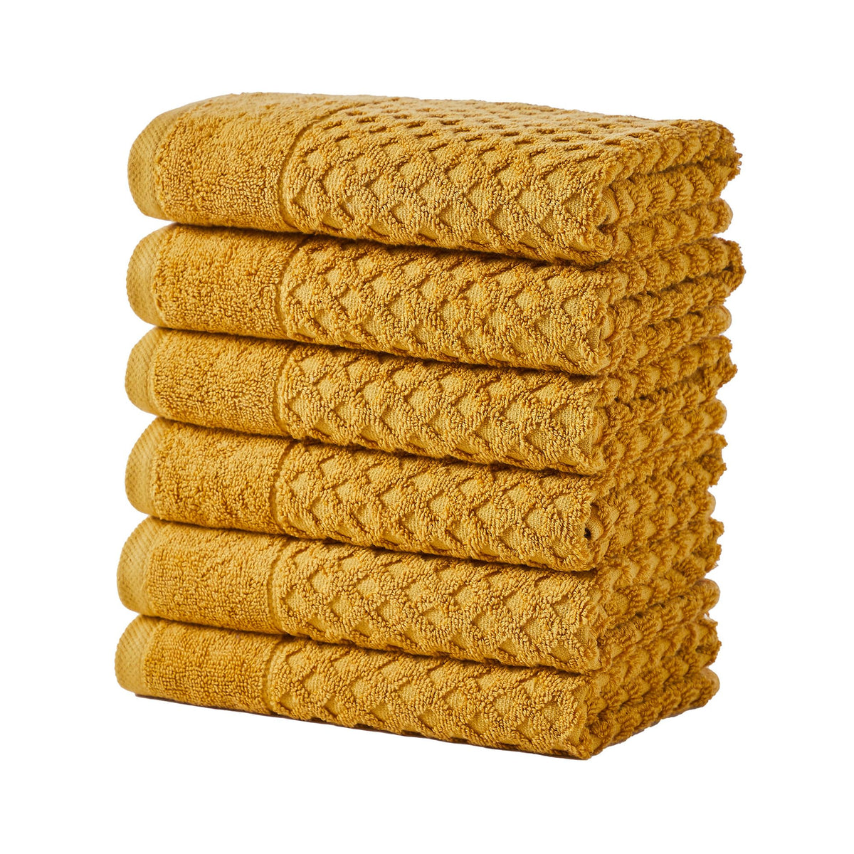 Great Bay Home Bath Towels - 100% Cotton 6 Piece Towel Set - Diamond Waffle Weave - Absorbent, Durable, Quick-Dry Towels for Bathroom (Copper)