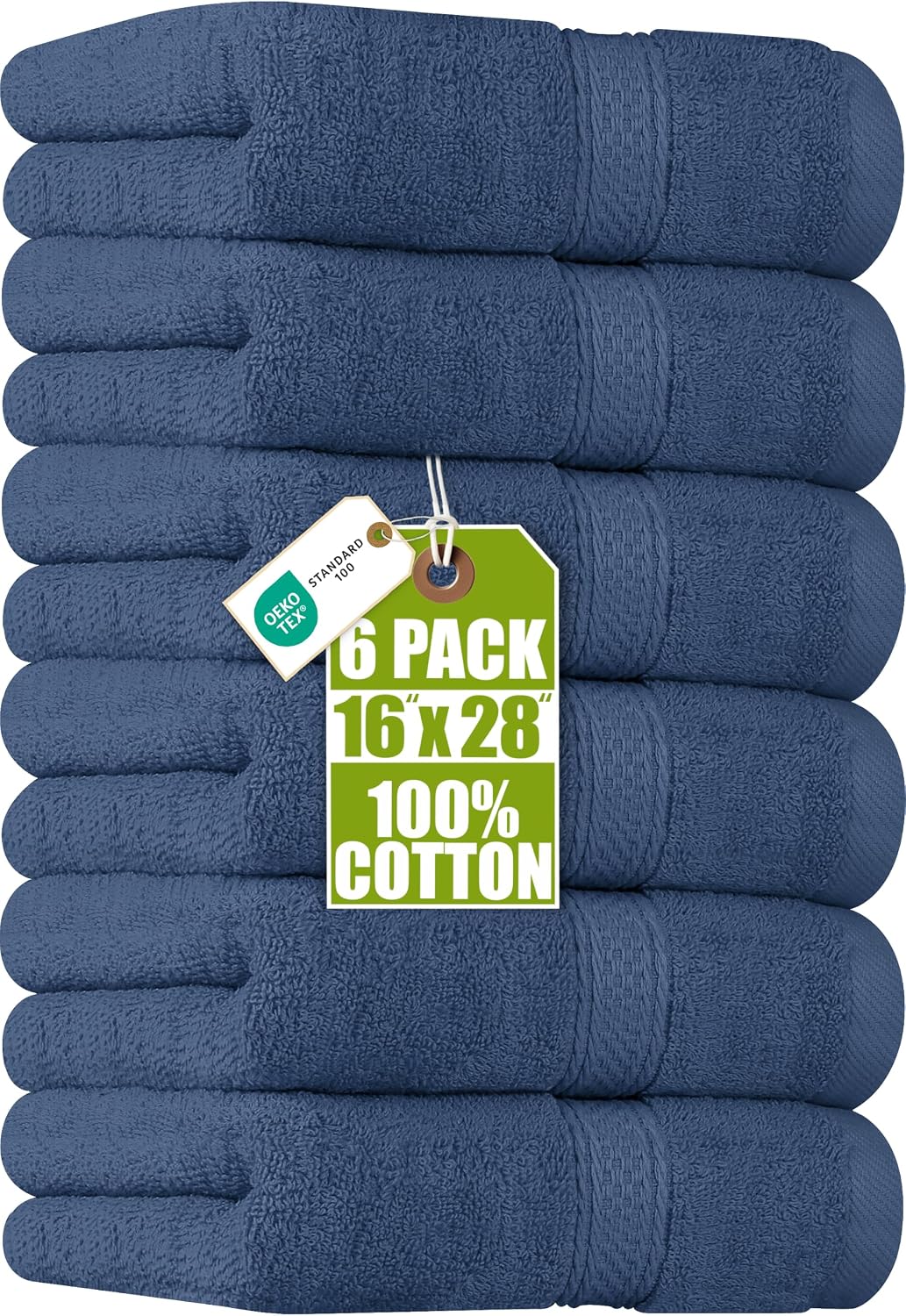 Utopia Towels 6 Pack Premium Hand Towels, 16x28 in, 600 GSM Cotton, Navy