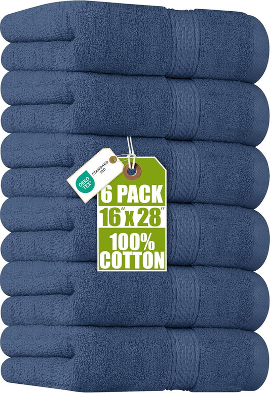 Utopia Towels 6 Pack Premium Hand Towels, 16x28 in, 600 GSM Cotton, Navy