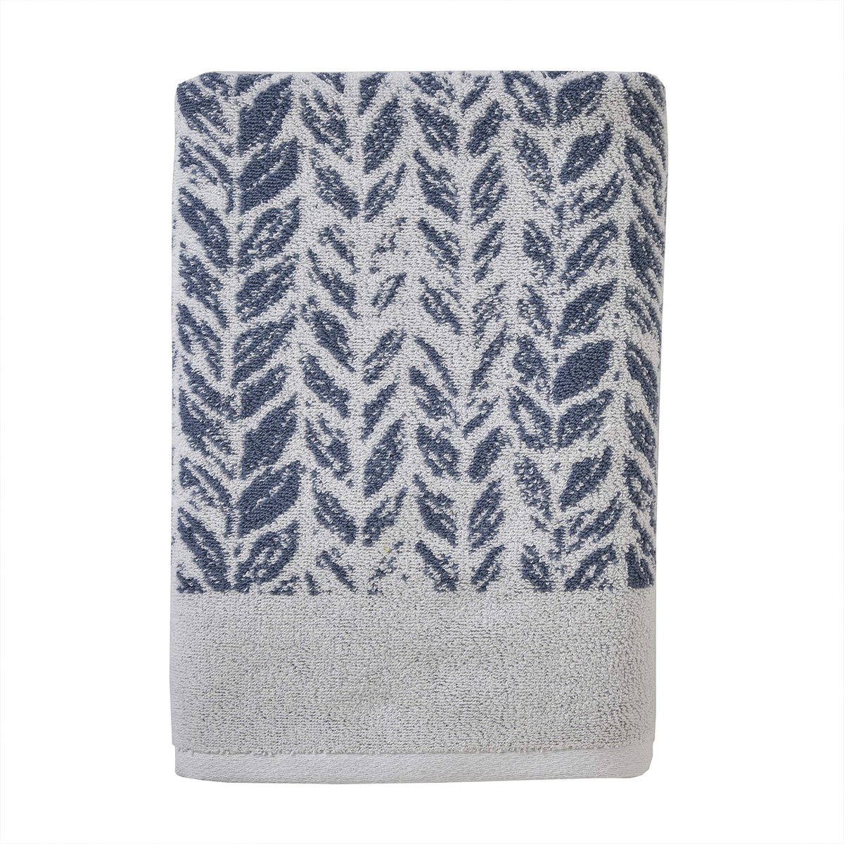 SKL Home Distressed Leaves Hand Towel Set-2pc, Turkish Cotton, Denim Blue