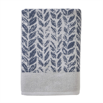 SKL Home Distressed Leaves Hand Towel Set-2pc, Turkish Cotton, Denim Blue