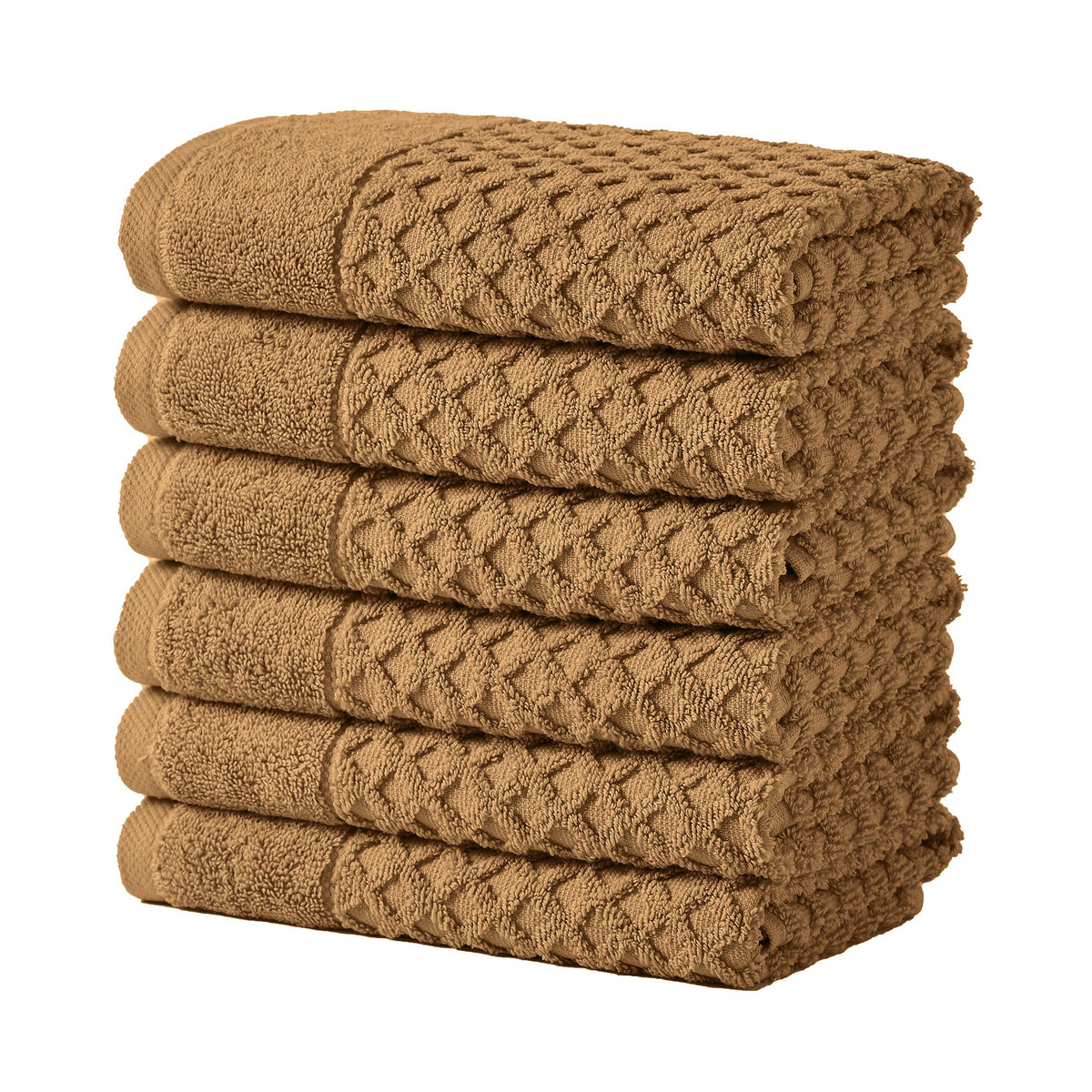 Great Bay Home Bath Towels - 100% Cotton 6 Piece Towel Set - Diamond Waffle Weave - Absorbent, Durable, Quick-Dry Towels for Bathroom (Copper)