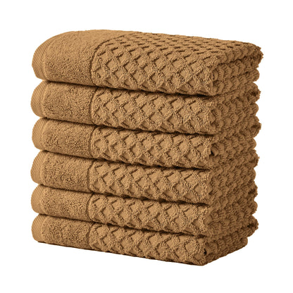 Great Bay Home Bath Towels - 100% Cotton 6 Piece Towel Set - Diamond Waffle Weave - Absorbent, Durable, Quick-Dry Towels for Bathroom (Copper)