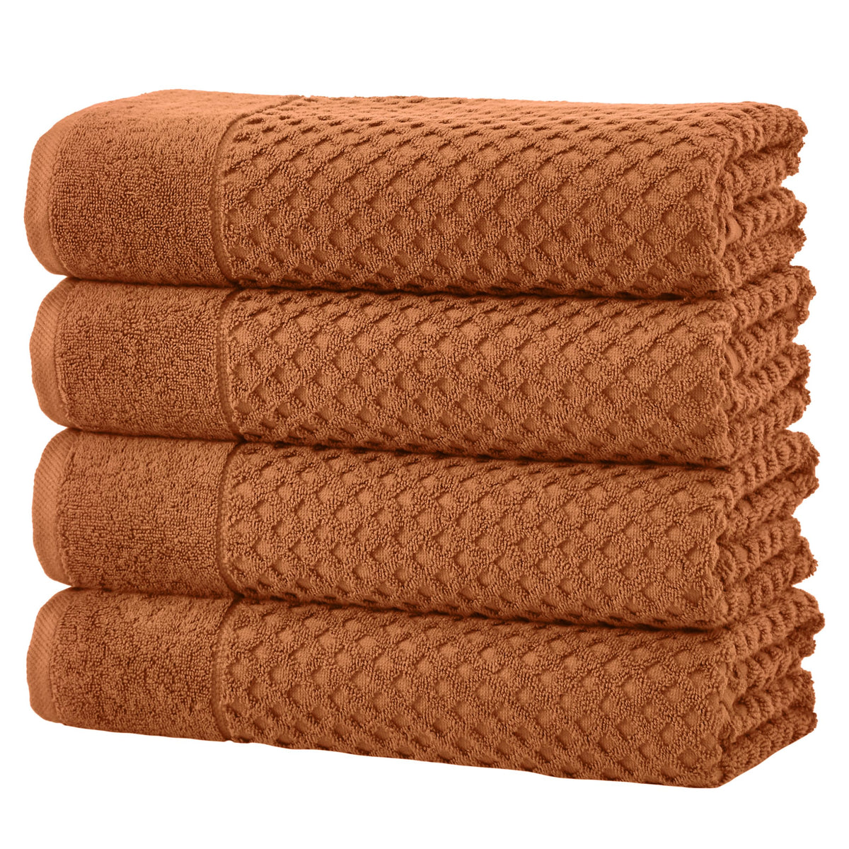 Great Bay Home Bath Towels - 100% Cotton 6 Piece Towel Set - Diamond Waffle Weave - Absorbent, Durable, Quick-Dry Towels for Bathroom (Copper)