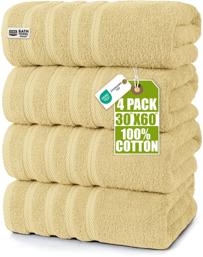 Utopia Towels 4 Pack XL Bath Towels, 30x60 in, Cotton, Grey