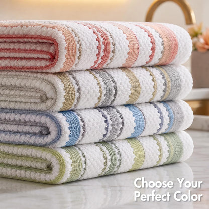 Madison Park Sutton Stripe 6 Piece Cotton Bath Towel Set, Neutral