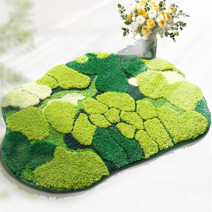 RORA Green Bathroom Rugs Moss Bath Mat 32×20 Non Slip Absorbent Bath Rug